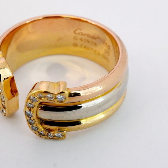 Cartier 2C Ring in 18K Yellow Gold (K18YG), White (K18WG), and Pink with Diam... - Picture 7 of 7